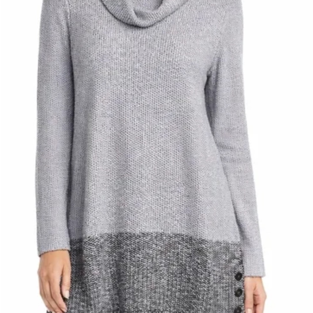 Adventura Organic Cotton Gray Two-Tone Cowl Neck Women's Sweater Size Large